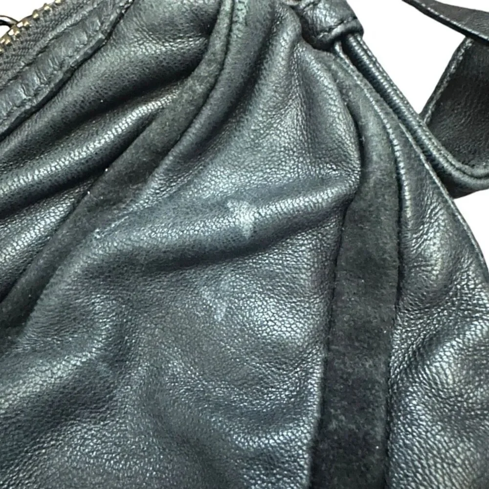 Cole Haan x Maria Sharapova Leather Women's Hobo Bag Black‎ Chain Strap Moto